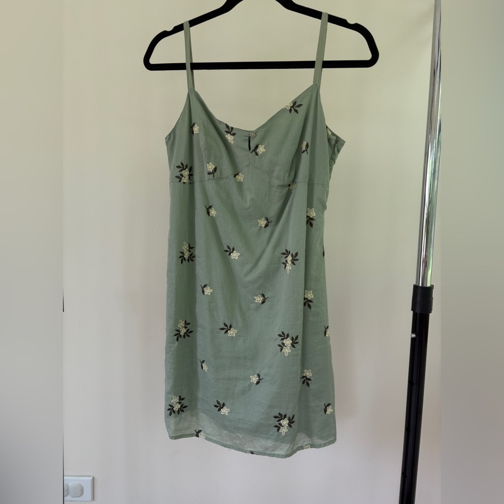 AMERICAN EAGLE Vintage Floral Green Cotton Mini Dress Size 6